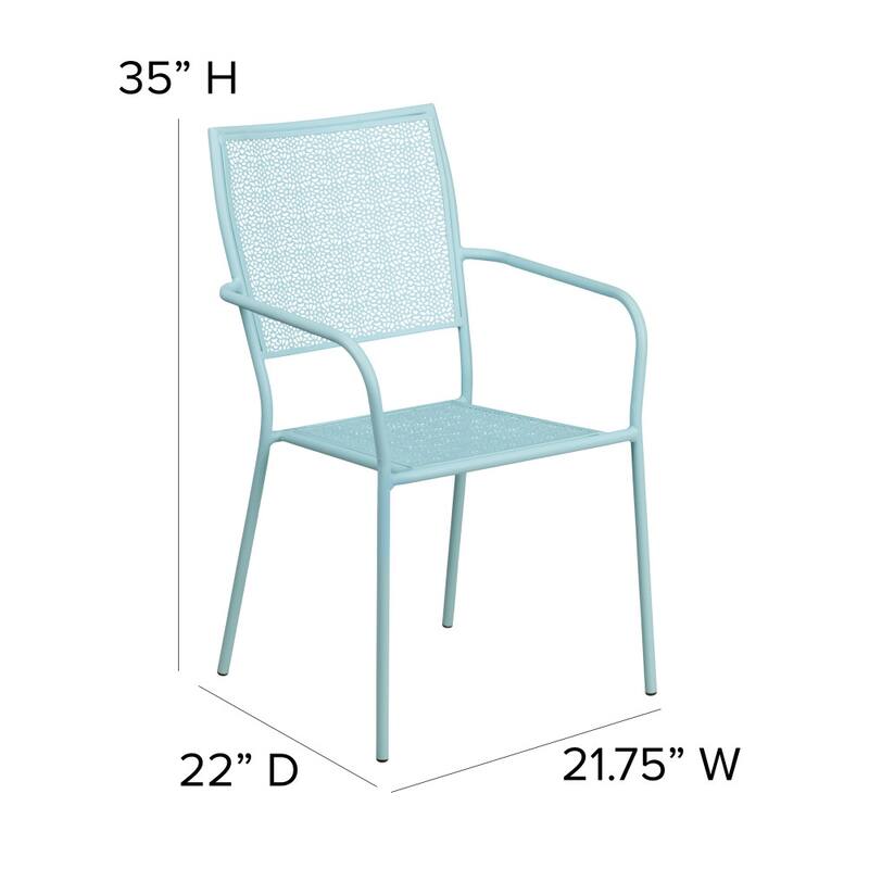 5 Pack Indoor-Outdoor Steel Patio Arm Chair with Square Back