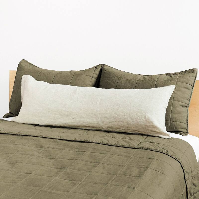 French Linen Box Stitch Quilt by BOKSER HOME - Moss - King - 1 Piece