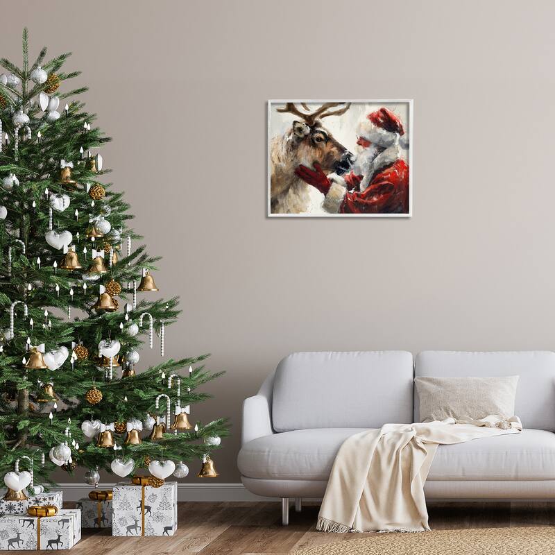 Stupell Traditional Santa & Reindeer Framed Giclee Art Design By Arlington Prints