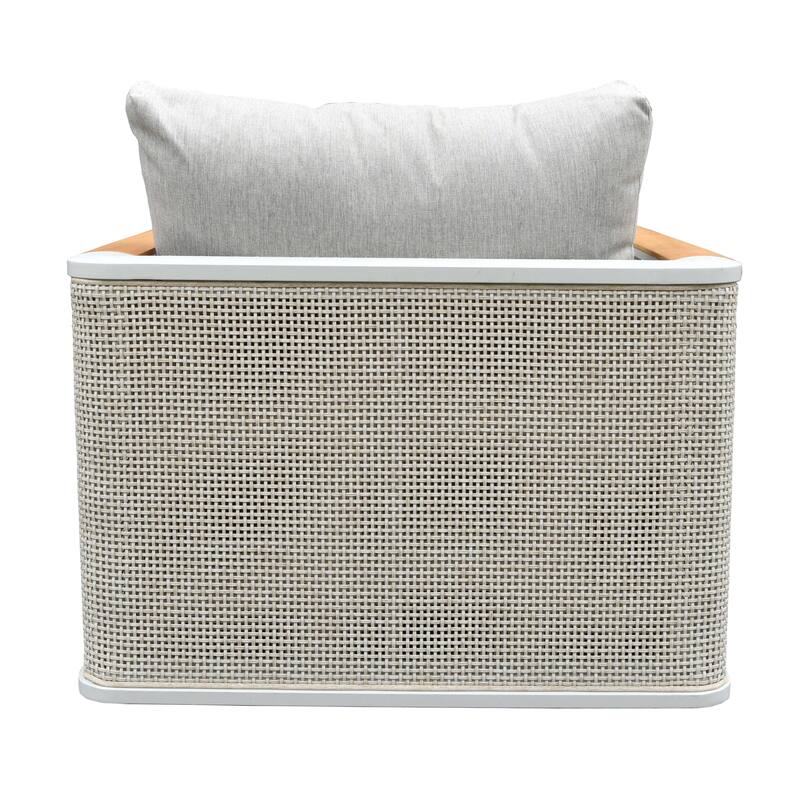 Arvin 4-Piece Outdoor Patio Conversation Set in Aluminum with Olefin Fabric Cushions Sintered Stone Rectangular Coffee Table