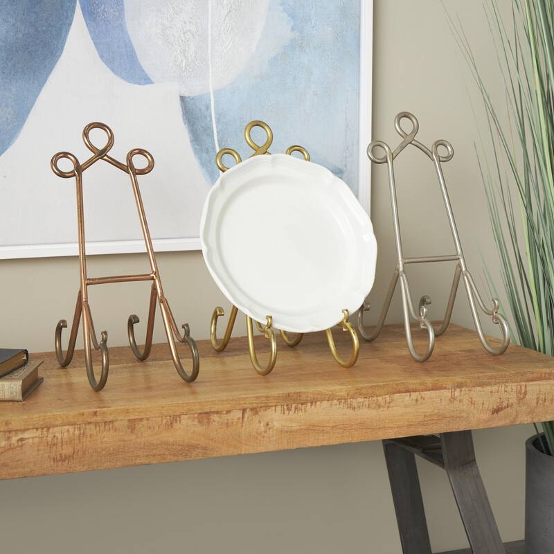 Metal Scroll Easel - Set of 3 Multi Colored - Roche River Decor
