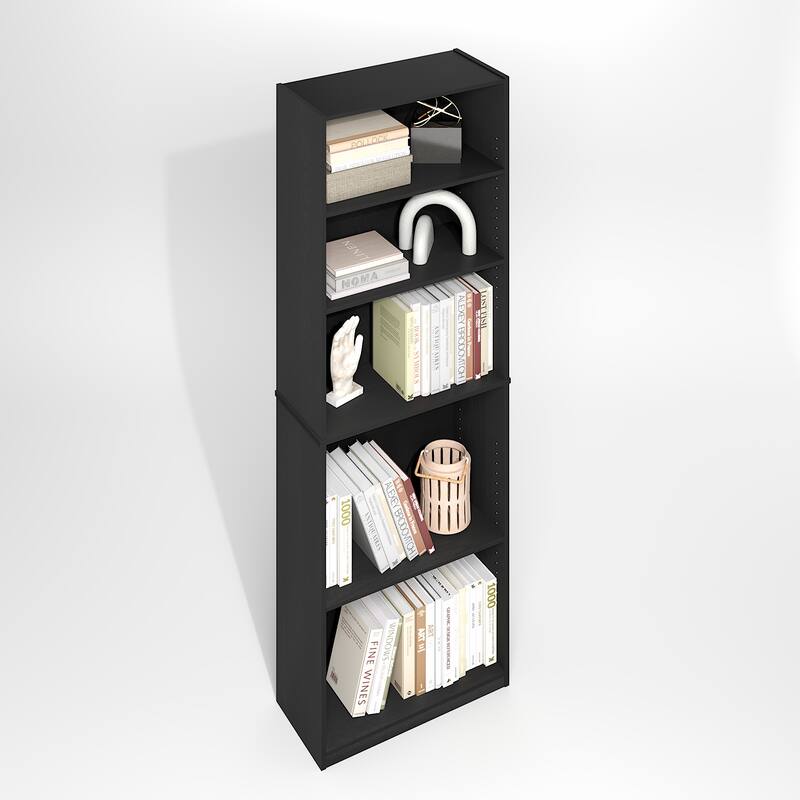 Furinno JAYA Simply Home Adjustable Shelf Bookcase, 5-Tier, Darkwood