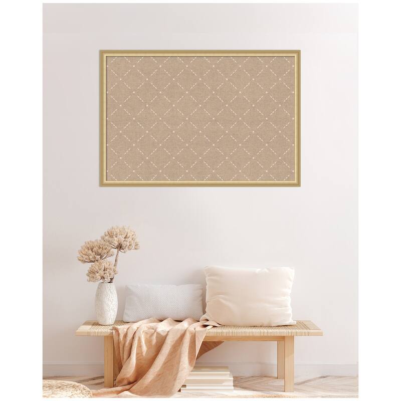 Kate and Laurel Pinboard Beige Lattice Pattern