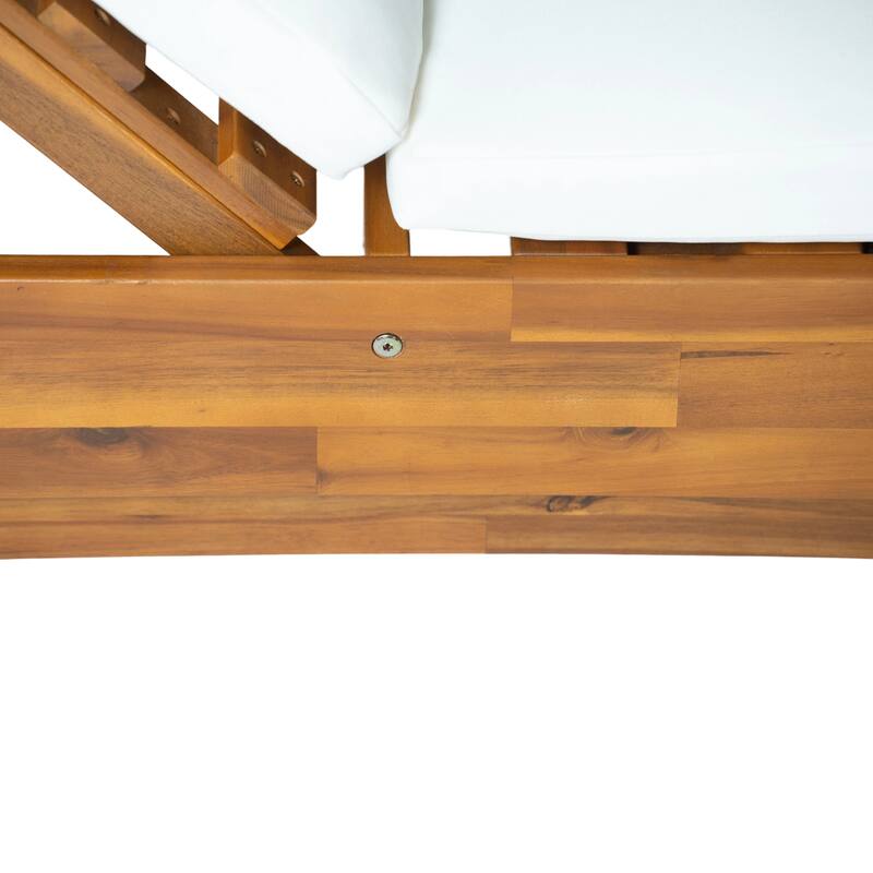 Christopher Knight Home - Xena Outdoor 1-Piece Acacia Wood Double Sunlounge with Adjustable Backrest & Removable Cushion