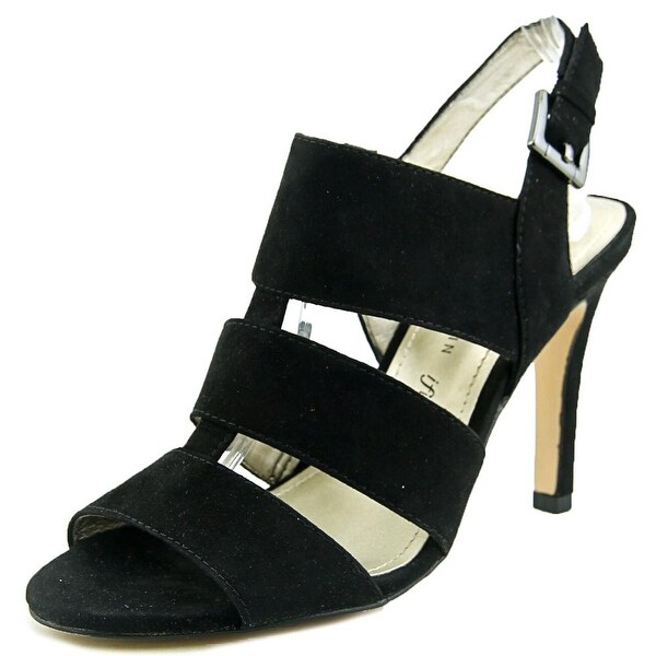 Anne Klein AK Ironnia Women Open-Toe Canvas Black Slingback Sandal