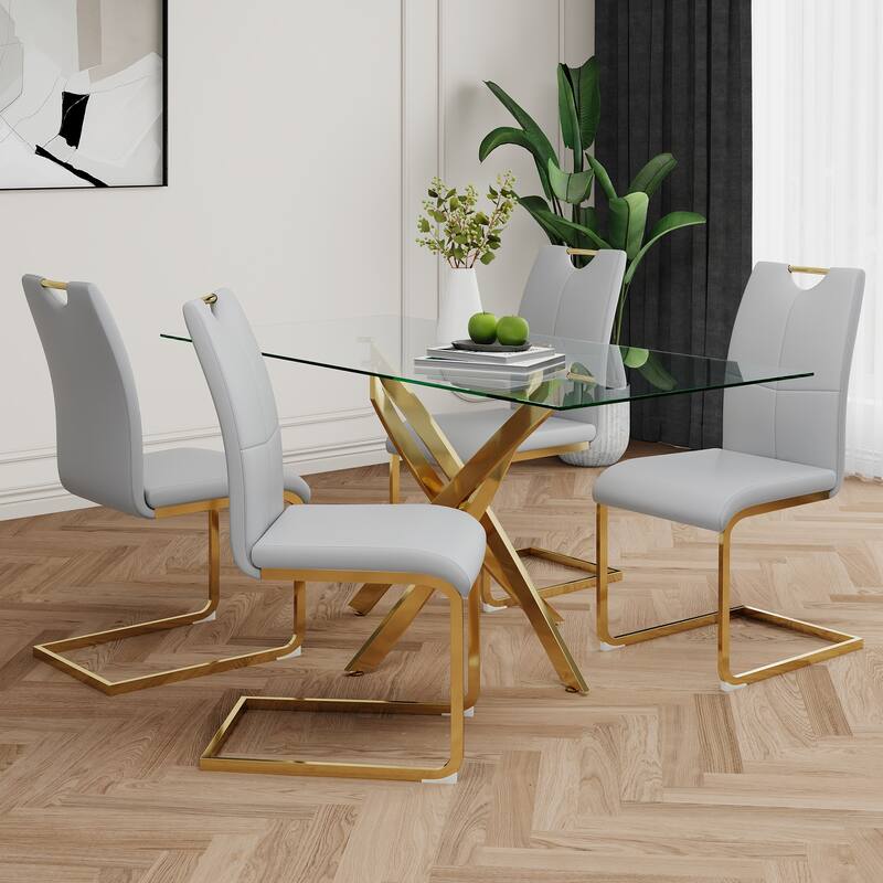Modern Set of 2 Dining Chairs with Leather Cushioned Seat, Chrome Metal Legs, for Dining Room, Living Room, and Bedroom