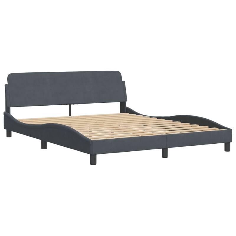vidaXL Bed Frame with LED without Mattress Dark Gray Velvet