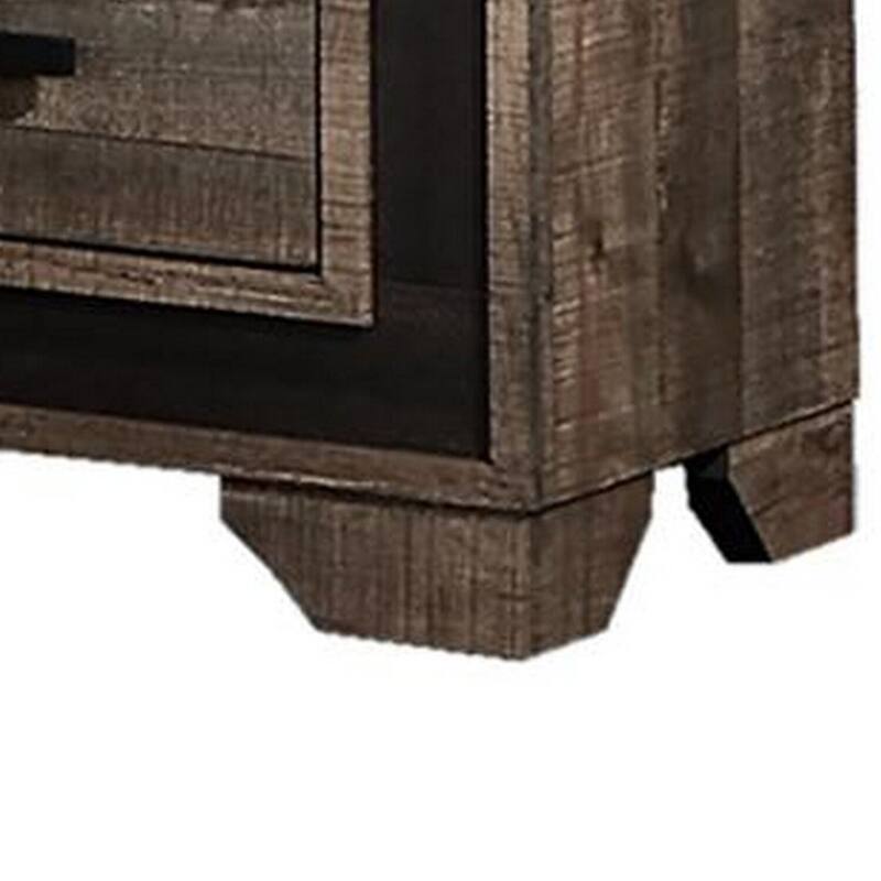 Brown/Black 2 Drawer 17 in. W Nightstand with Sturdy Hardware and Ample Storage