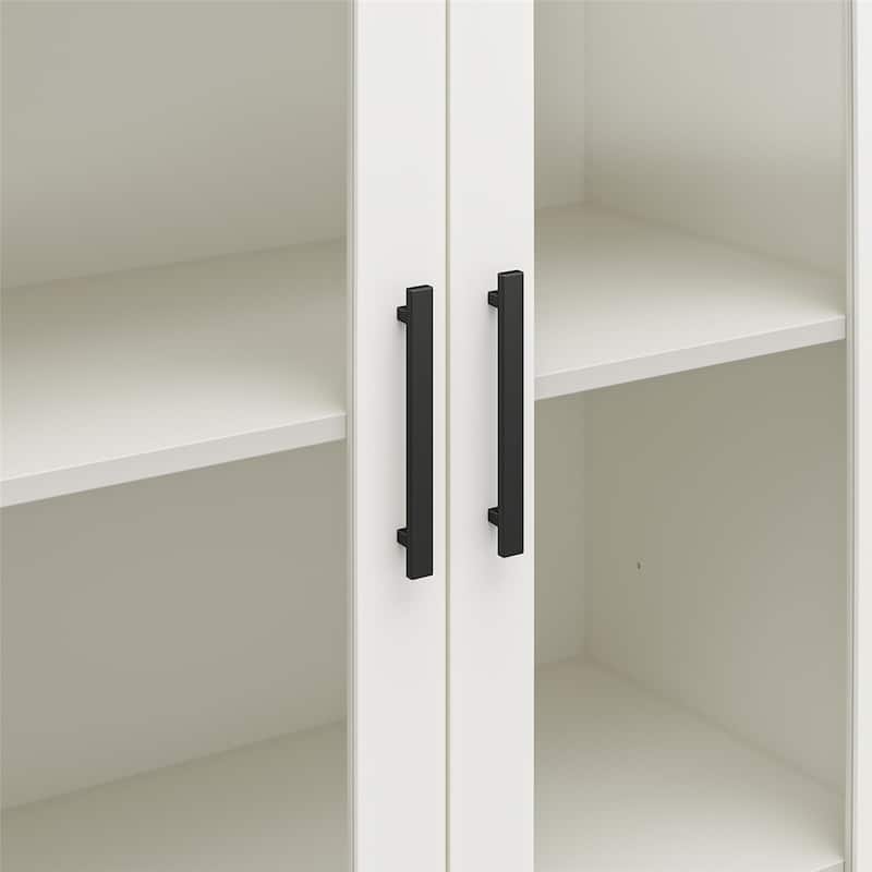 Roomfitters Lulu Modern Curio Cabinet with Glass Pane Doors and Adjustable Shelves, White Oak