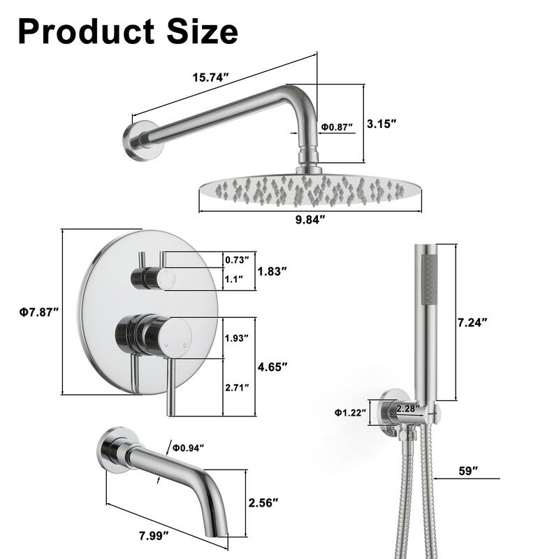 10-Inch Wall Mount Round Shower Set