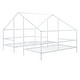 preview thumbnail 9 of 8, Metal Double Twin Triangular House Beds with Built-in Table, Stylish Double Twin Bed Frame for Kids, No Box Spring Needed, White