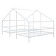 preview thumbnail 9 of 8, White Twin Size Metal Double Triangular House Beds with Built-in Table