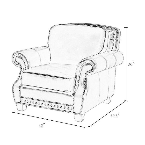 Dunwoody Brown Leather Chair With Nailheads 42"Lx39"Dx36"H Bed Bath