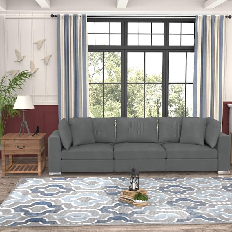 Wayna Corduroy Upholstered Modular Sofa Modern Minimalist Sofa