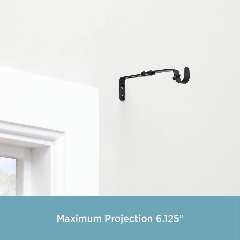 Kenney® 3/4" Adjustable 4.5-6.125" Curtain Rod Mounting Brackets, Set of 2, Black