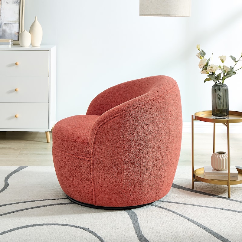 Swivel Single Lounge Sofa Plush Barrel Chair with Thick Foam Padding, Round Armchair Accent Chair Club Chair