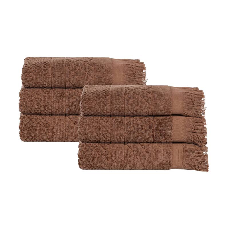 Superior Rolla Cotton Geometric Jacquard Plush Soft Hand Towel Set of 6