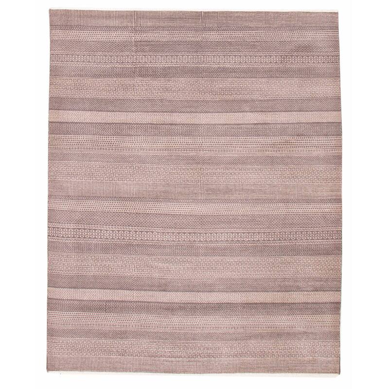 ECARPETGALLERY Hand-knotted Silk Shadow Dark Brown Wool Rug - 8'0 x 9'10