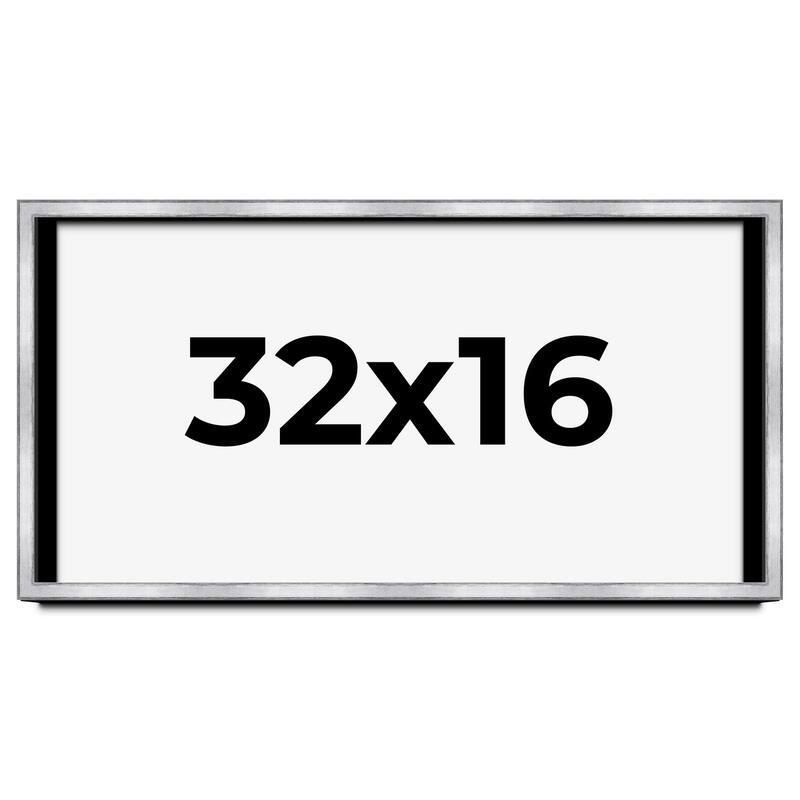 32x16 Shadow Box Frame Silver | 1.375 Inches Deep Real Wood