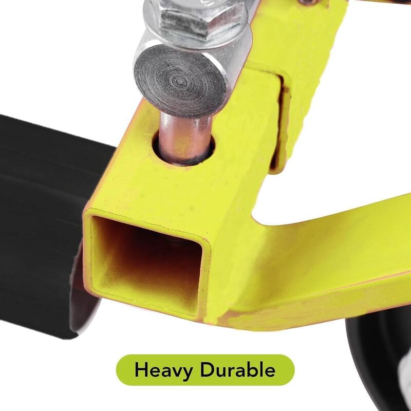2-Pack Heavy-Duty Car Wheel Dolly and Jack Set 1500-lb Capacity with Ratcheting Foot Pedal and Casters Yellow
