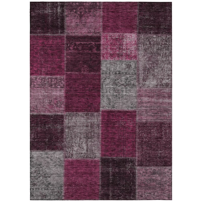 HomeRoots Patchwork Transitional Rectangle Outdoor Rug - 3' x 5'