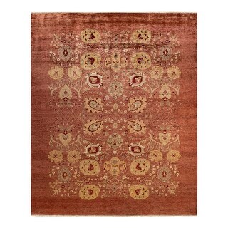 Eclectic, One-of-a-Kind Hand-Knotted Area Rug - Pink, 7' 10" x 10' 1" - 7' 10" x 10' 1"
