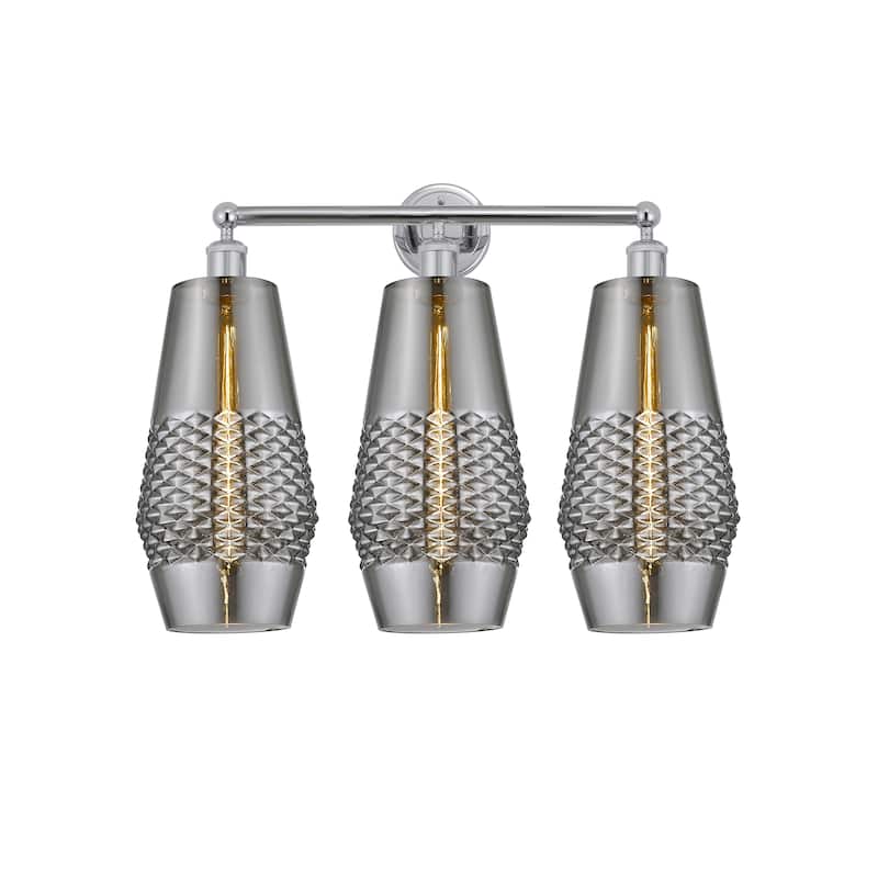Innovations Lighting Windham - 3 Light 25" Bath Vanity Light - Smoked/Polished Chrome