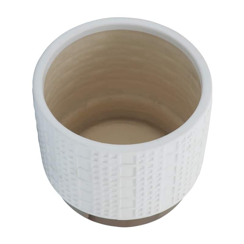 Sagebrook Home Modern Neutral Ceramic Planter Set of 2 - 8"x8"x7"