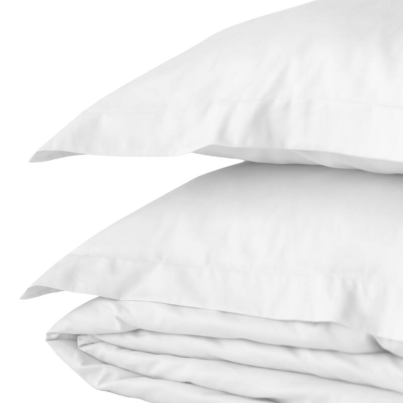 Jennifer Adams 400TC Long-Staple Cotton Sateen 3pc. Duvet Cover and Sham Set - White - Queen - 3 Piece