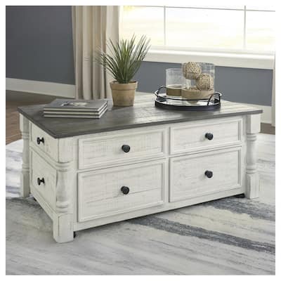 Signature Design by Ashley Havalance White/Gray Lift Top Cocktail Table - 26"W x 46"D x 20"H