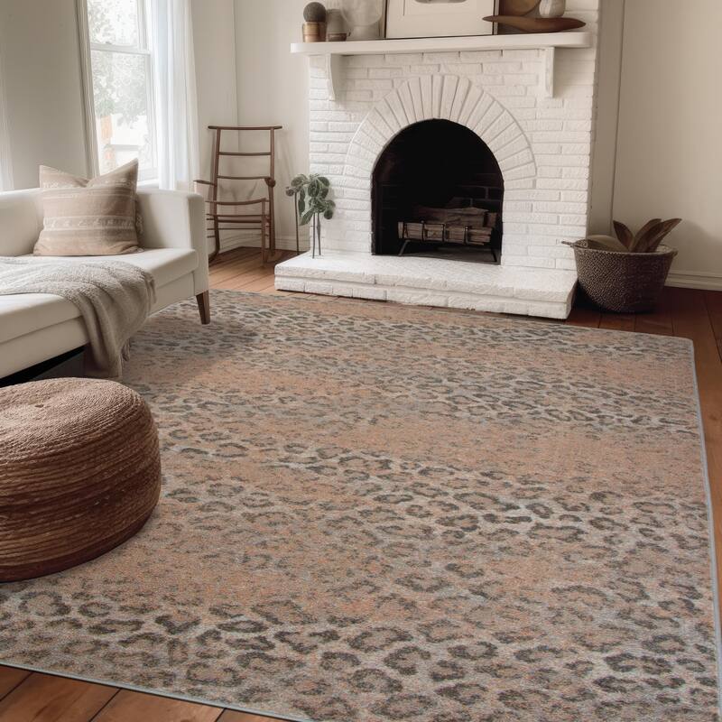 Jules + Cole Premium DuraFiber Nylon Snow Leopard Faux Hide Rug On