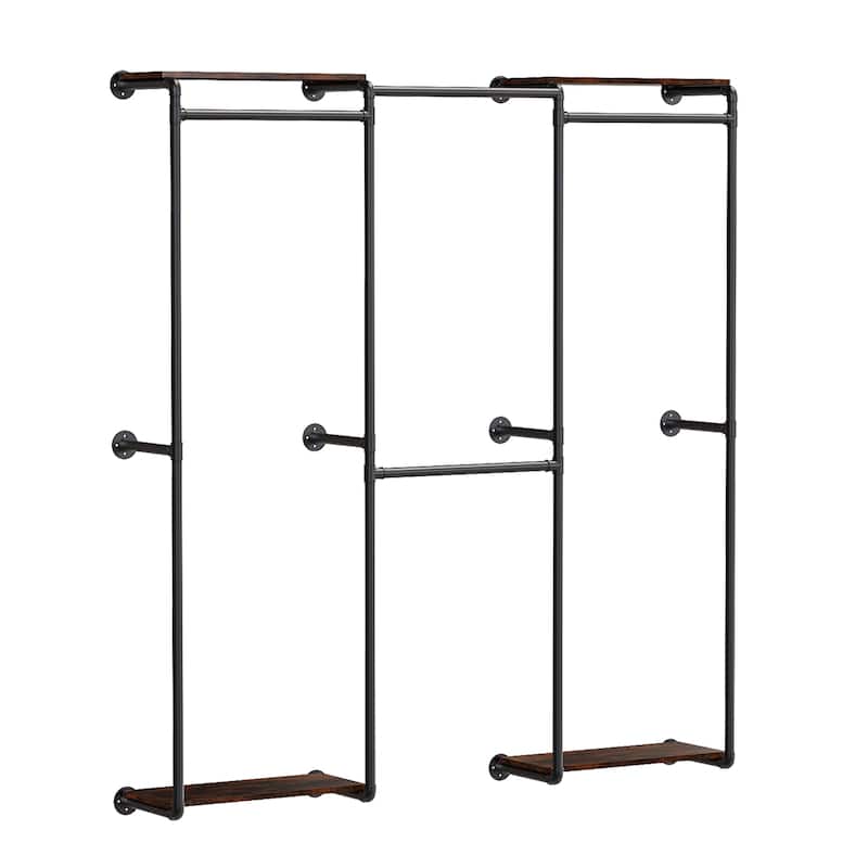 Industrial Pipe Clothes Rack Wall Hanging Clothing Garment Shelf