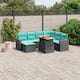 Option Black+Blue-3 middle+corner+2 Sofa+footrest+Table