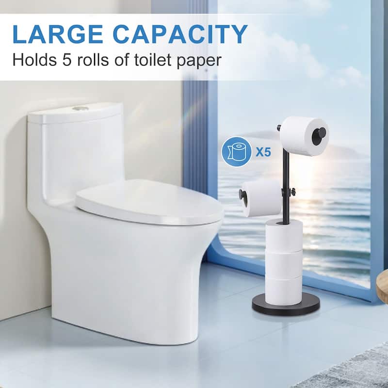 WOWOW Freestanding Bathroom Dual-Rod Toilet Paper Holder