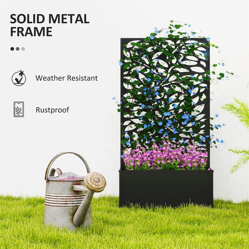 24" Black Metal Wall-Mountable Raised Garden Bed with Drainage Slots for Healthy Plants - 24" L x 9.1" W x 44.5" H
