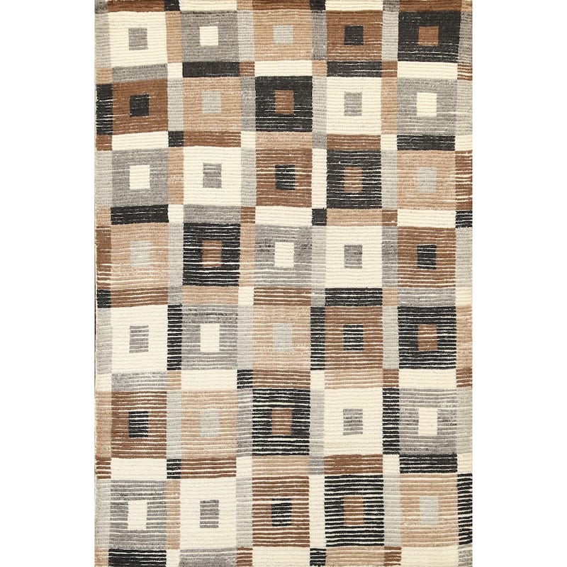 Geometric Contemporary Moroccan Oriental Wool Area Rug Handmade - 5'6" x 7'6"