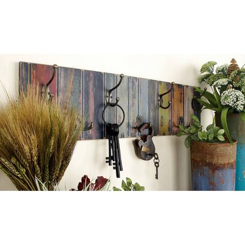 Multi MDF Rustic Wall Hook 8 x 28 x 3 - Multi-color