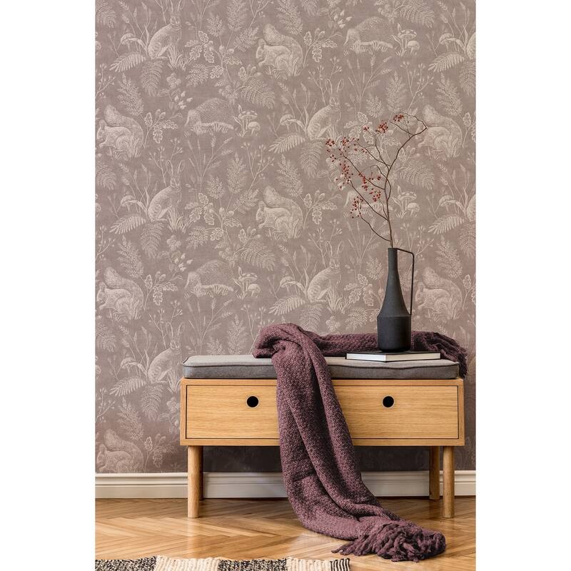 Woodland Mahogany Toile Wallpaper