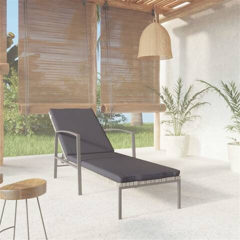 Sun Lounger, Patio Sun Rattan Lounge Chair with Cushion for Outdoor