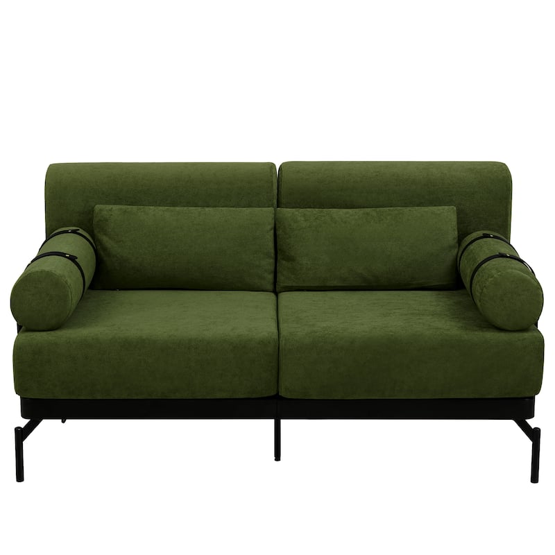 Modern Loveseat Sofa with Flexible USB Ports and Unique Cylindrical Armrests