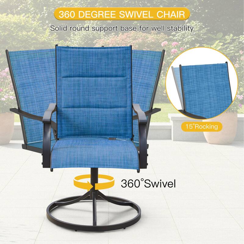 Patio Dining Set, Outdoor Dining Table and Chairs Set with Textilene Chairs, Adjustable Umbrella Hole for Garden, Backyard