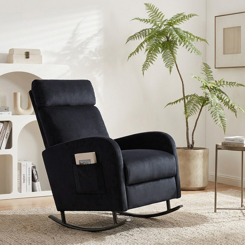 Set of 2 Rocking Chairs, Upholstered Nursery Glider Rocker, Recliner Armchair with Side Pocket for Living Room Bedroom