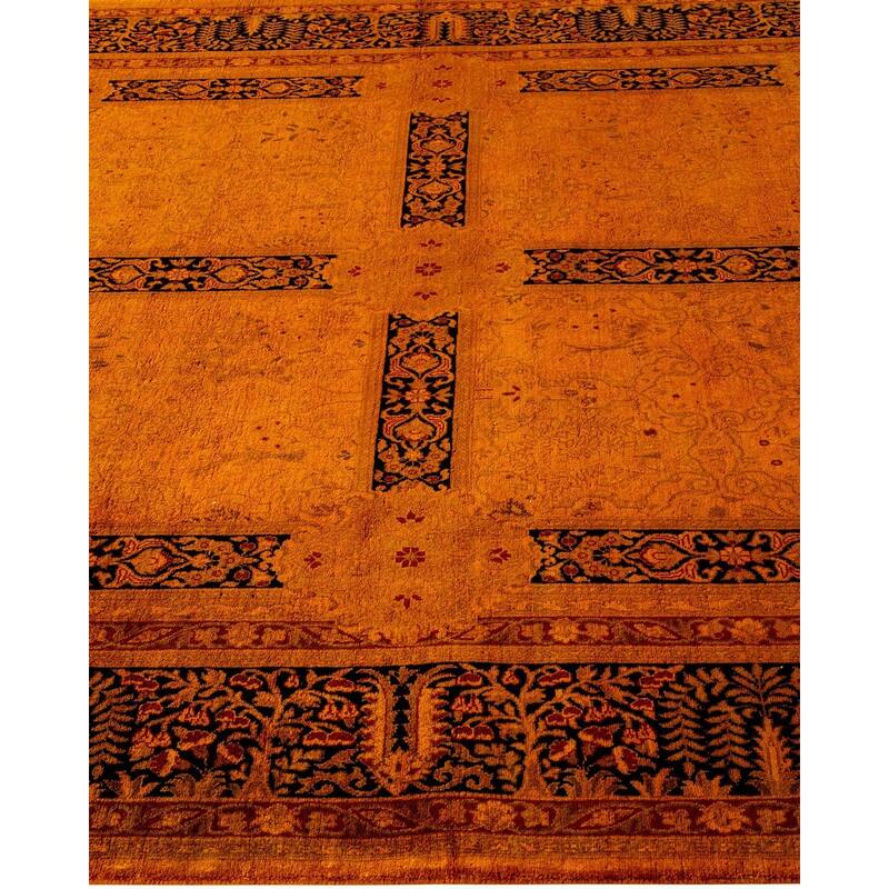 Overton Hand Knotted Wool Vintage Inspired Modern Contemporary Overdyed Gold Area Rug - 6' 1" x 14' 6"