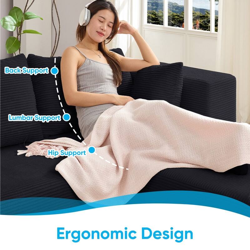 Minimalist 135" Oversized Modular Sofa, 4-Pieces Free Combination, No Assembly Required - U-Shaped Sofa