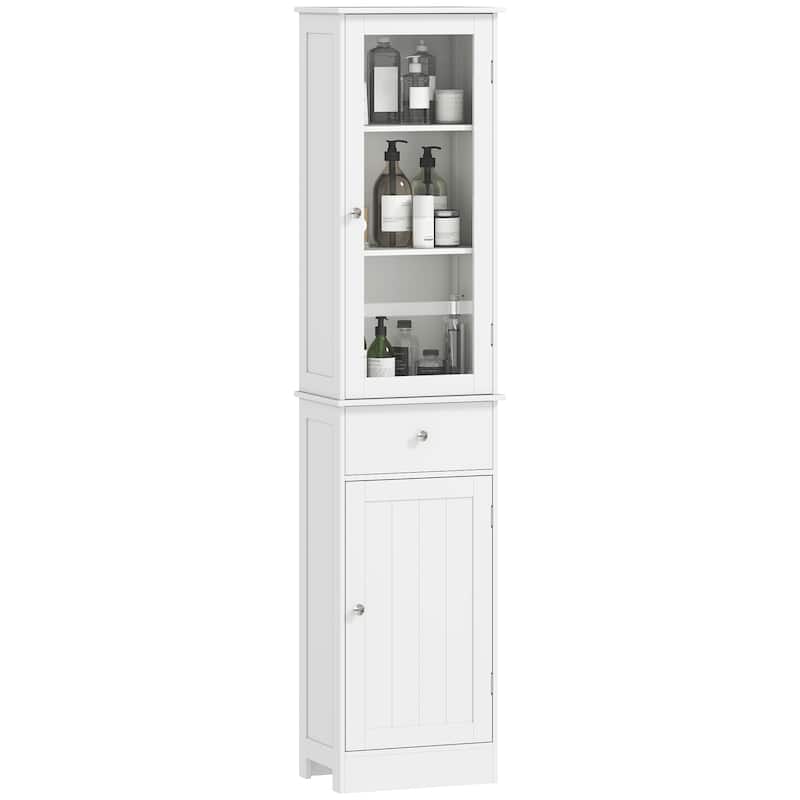 kleankin Storage Cabinet with Doors and Shelves - Perfect for Bathroom Living Room Kitchen or Office Space, White