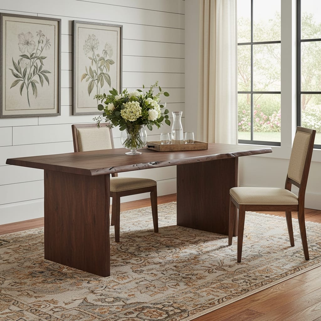 HomeRoots 84" Brown Solid Wood Live Edge Sled Base Dining Table - 84.00 in. x 30.00 in. x 40.00 in.