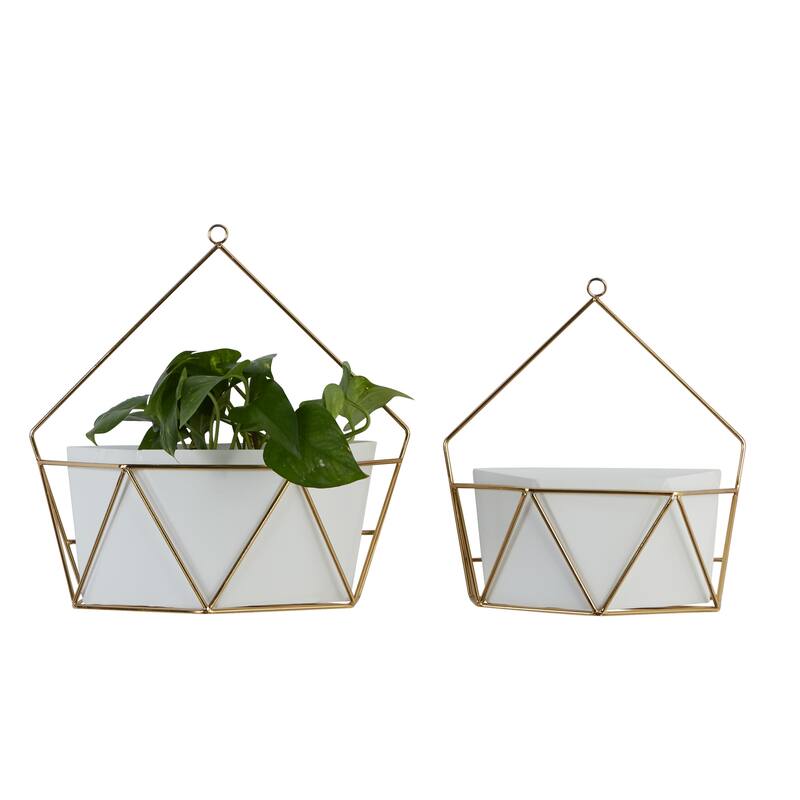White Iron Contemporary Planter (Set of 2) - S/2 12", 15"W
