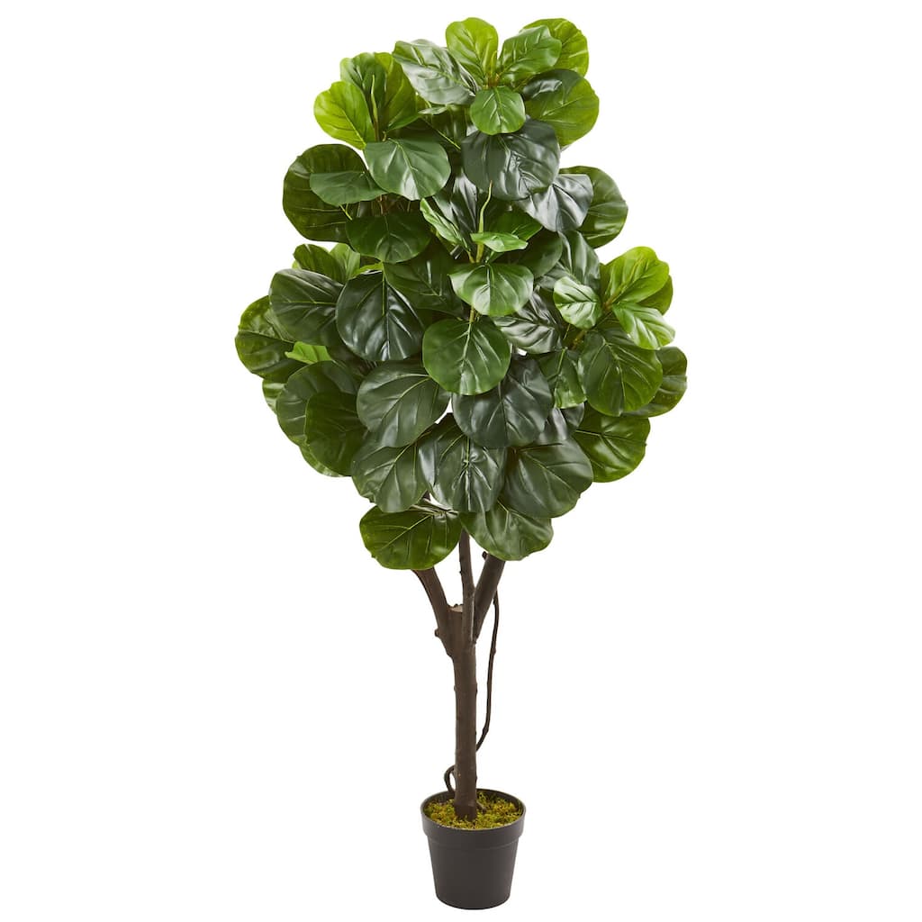 5ft Artificial Fig Tree - Indoor Faux Tree, Greenery Decor, Home Office Plant - Green - 51-60 Inches