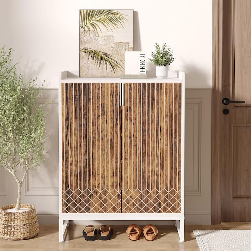 25 Pairs Shoe Cabinet with Doors, 5 Tiers Shoes Rack Organizer Cabinet - 5-Tier