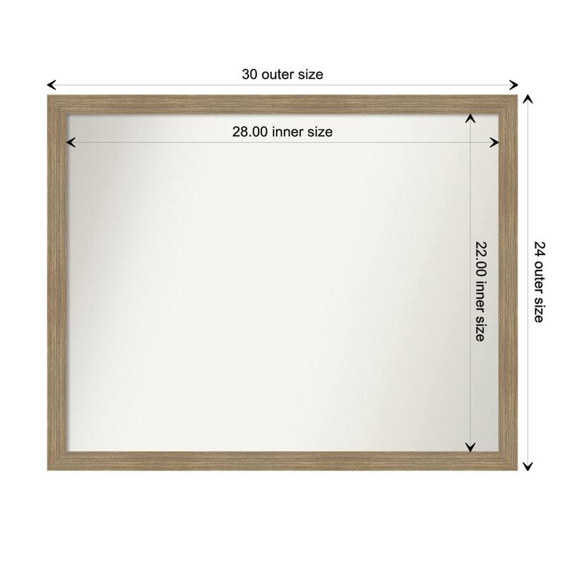 Woodgrain Stripe Non-Beveled Wood Framed Wall Mirror - Woodgrain Stripe Mocha - Glass Size 28x22